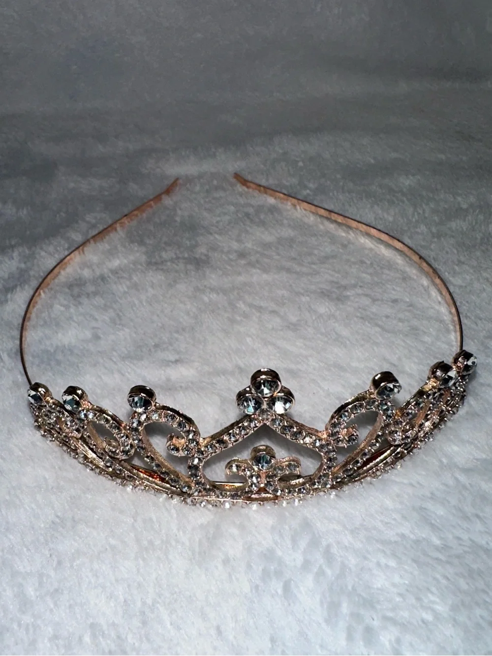 Rose Gold Rhinestone Tiara Princess Crown